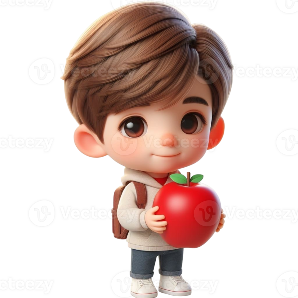 AI generated child holding apple png
