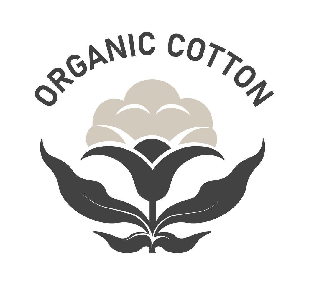 Natural fiber sign, organic cotton label or badge vector