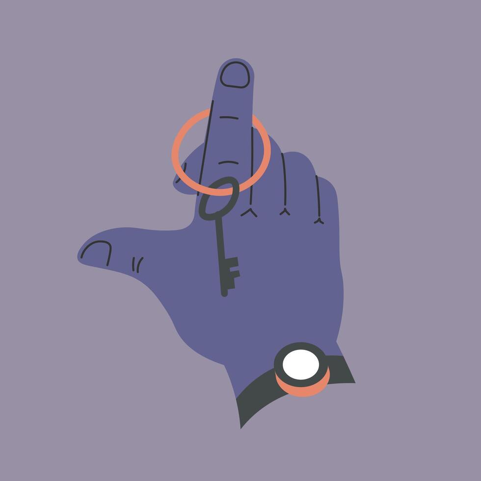 Hand with watch holding key from property vector