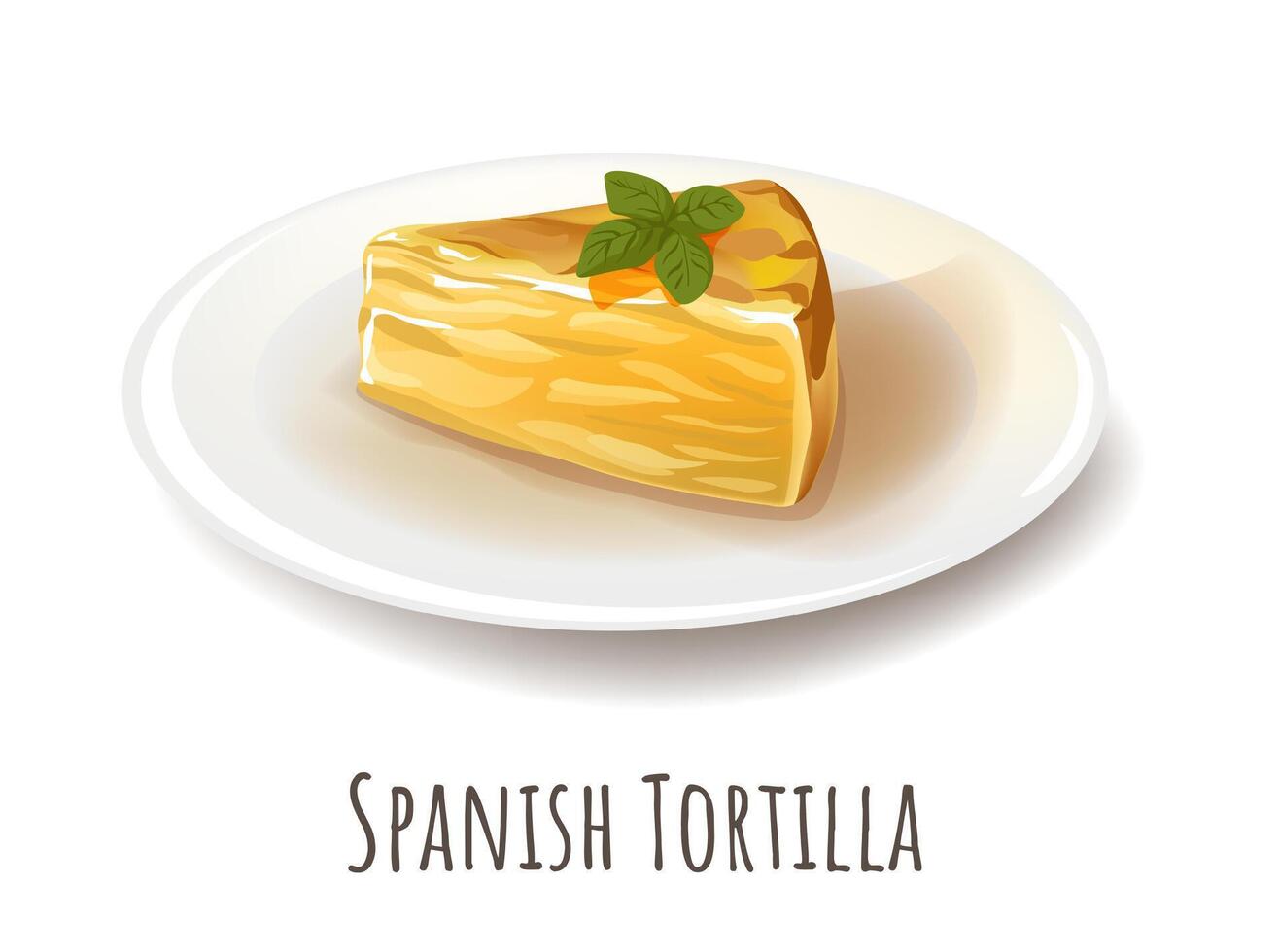 Español tortilla, delicioso y sabroso plato vector