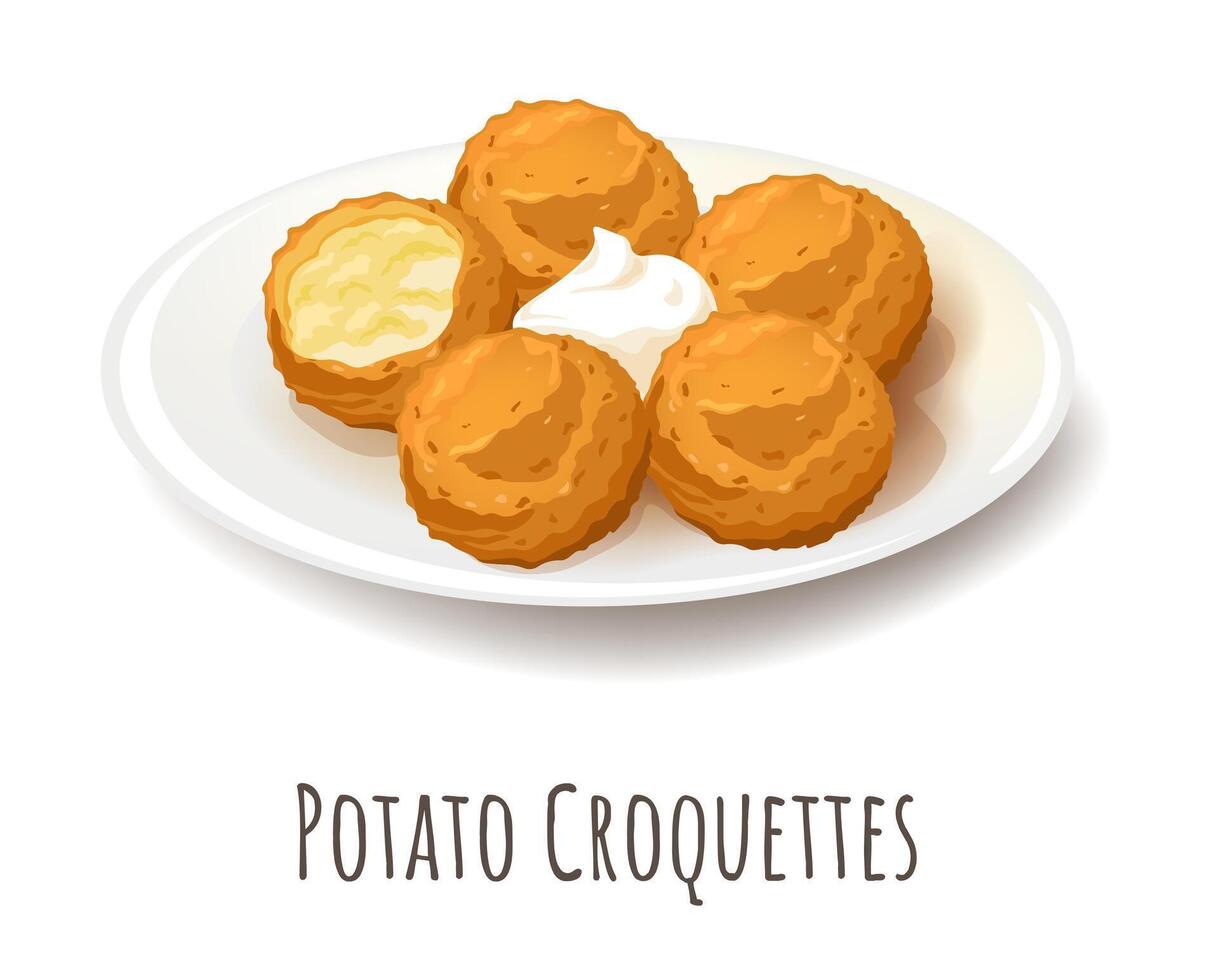 patata croquetas, encantador y crujiente plato vector