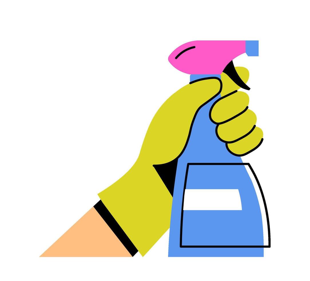 Hand holding sprayer or detergent for windows vector