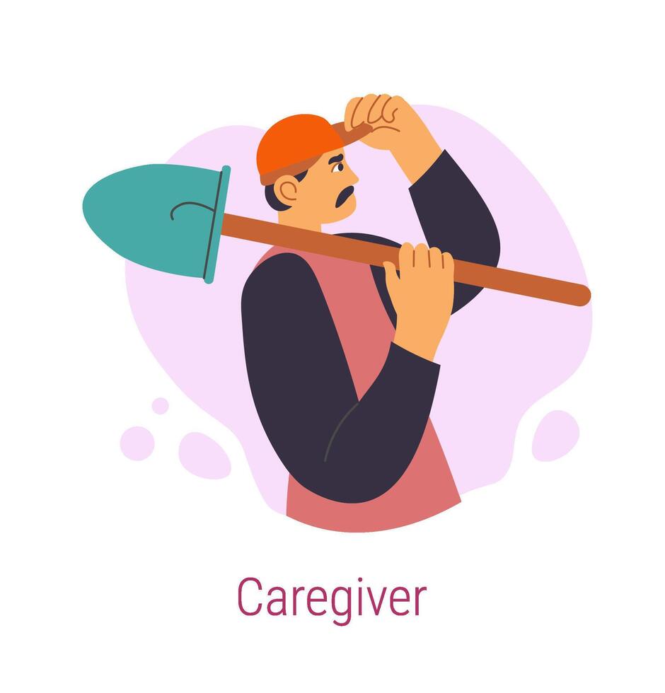 Jungian archetype of caregiver, man with shovel vector