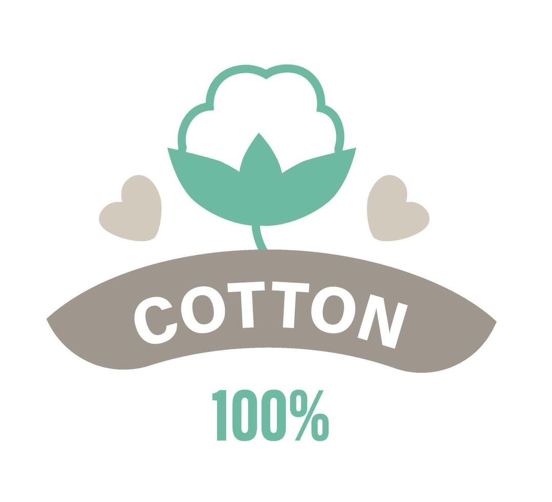 Organic and natural cotton logo or package sticker vector