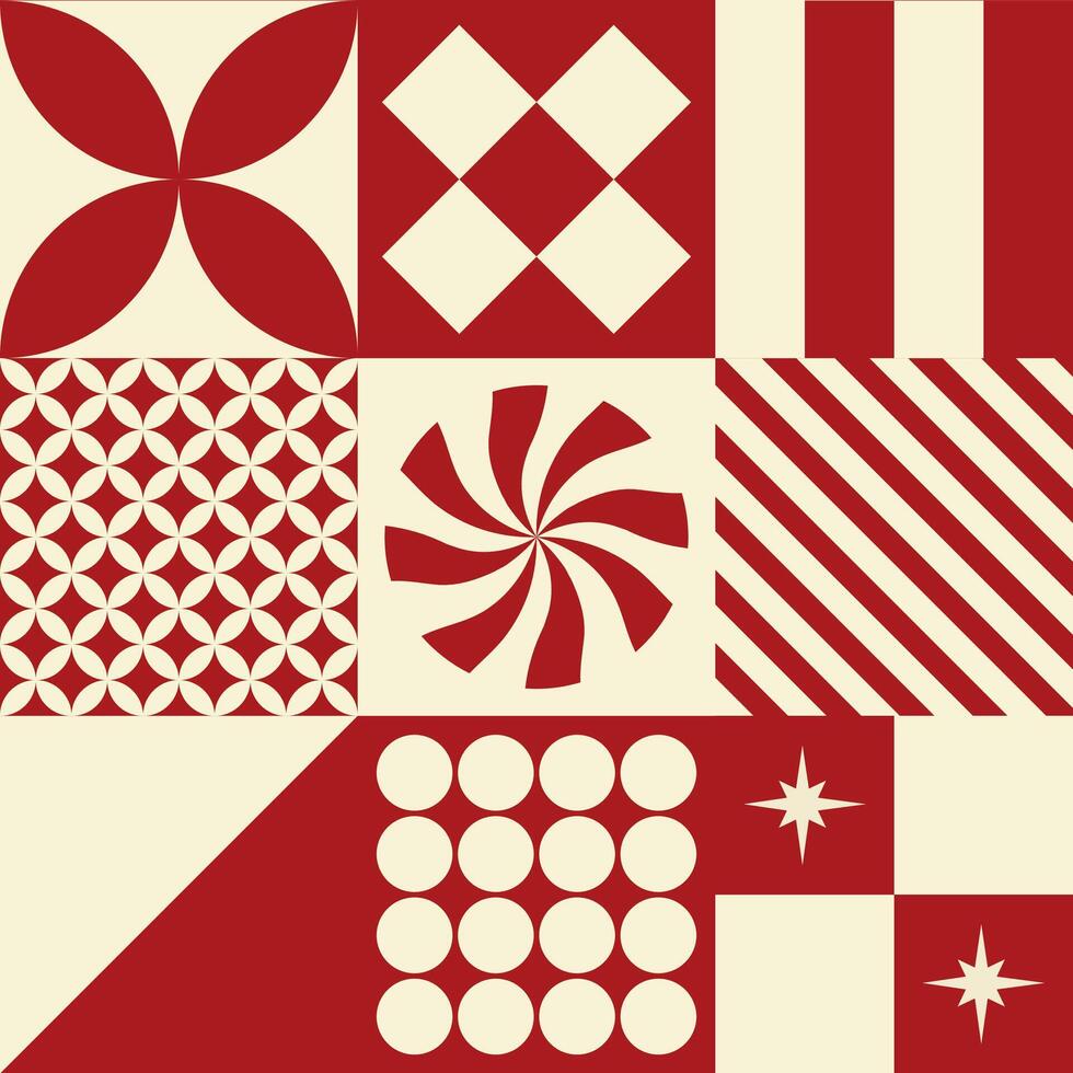 Christmas decoration with geometric shapes print vector