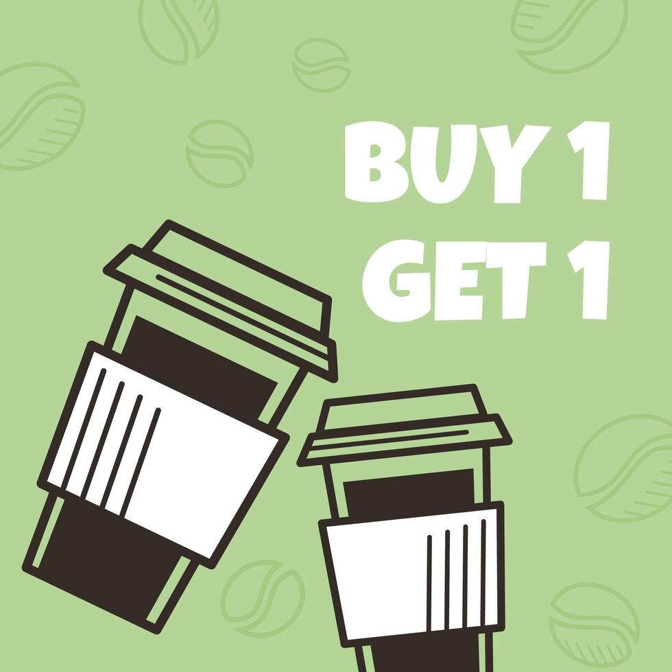 Buy one get another coffee discounts in cafeteria vector