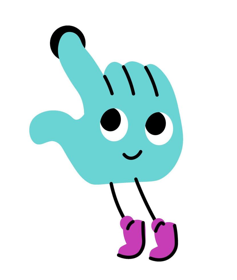 Hand cartoon character pressing button gesture vector