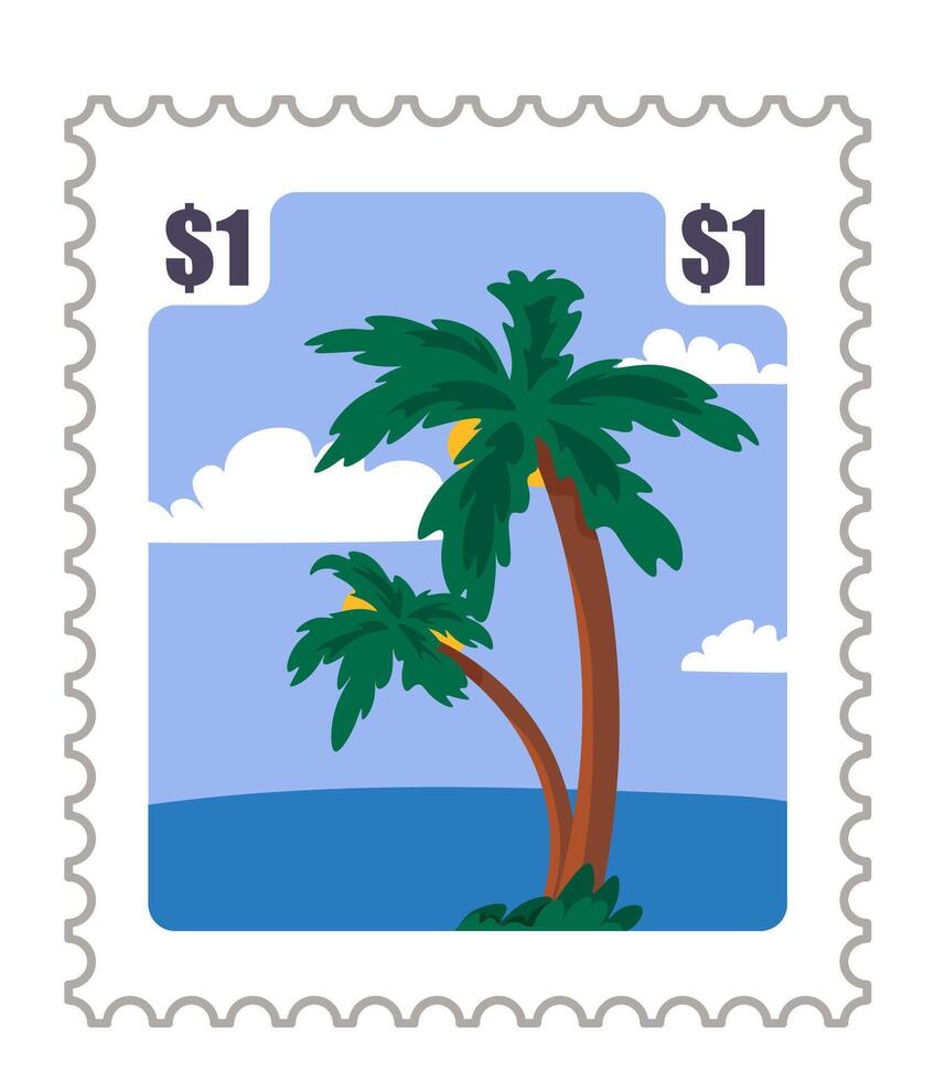 Thailand postcard or postmark with beach and palm vector