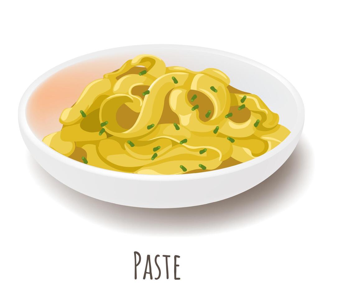 pasta italiano comidas con espaguetis y queso vector