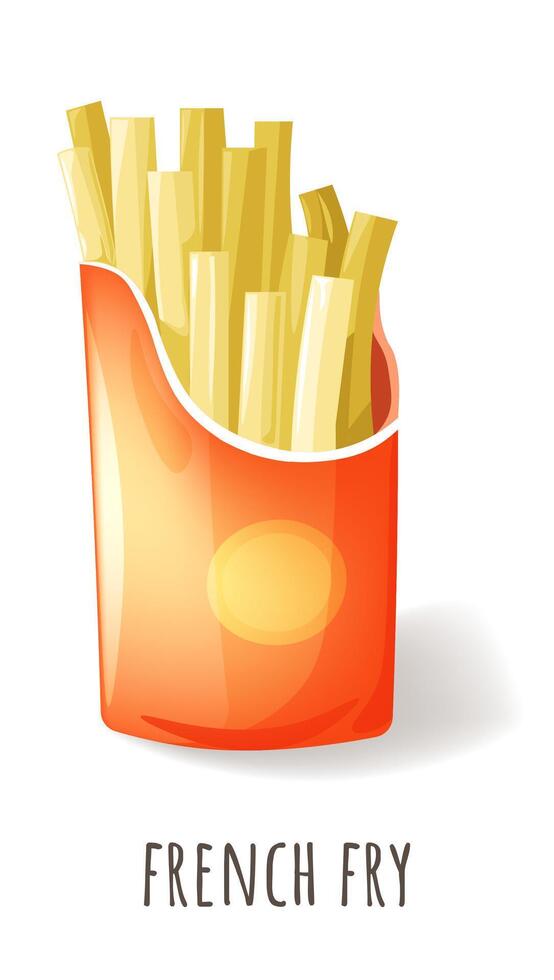 French fry, crispy snack and popular fast food vector