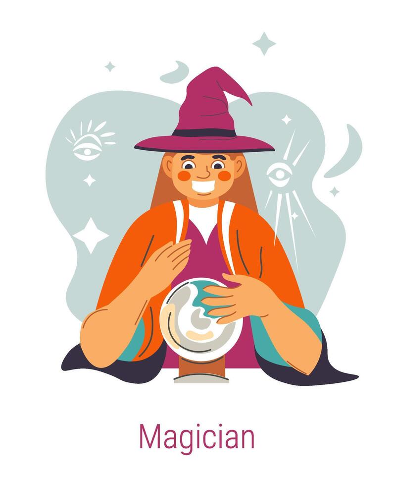 Jungian archetype of Magician, woman with ball vector