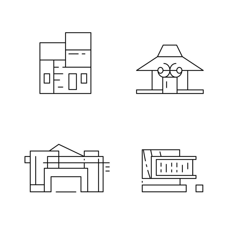 edificio icono conjunto haz en blanco antecedentes. gratis vector