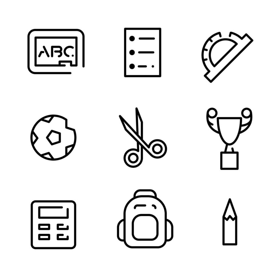 Back to school icon set bundles in white background. Free vector