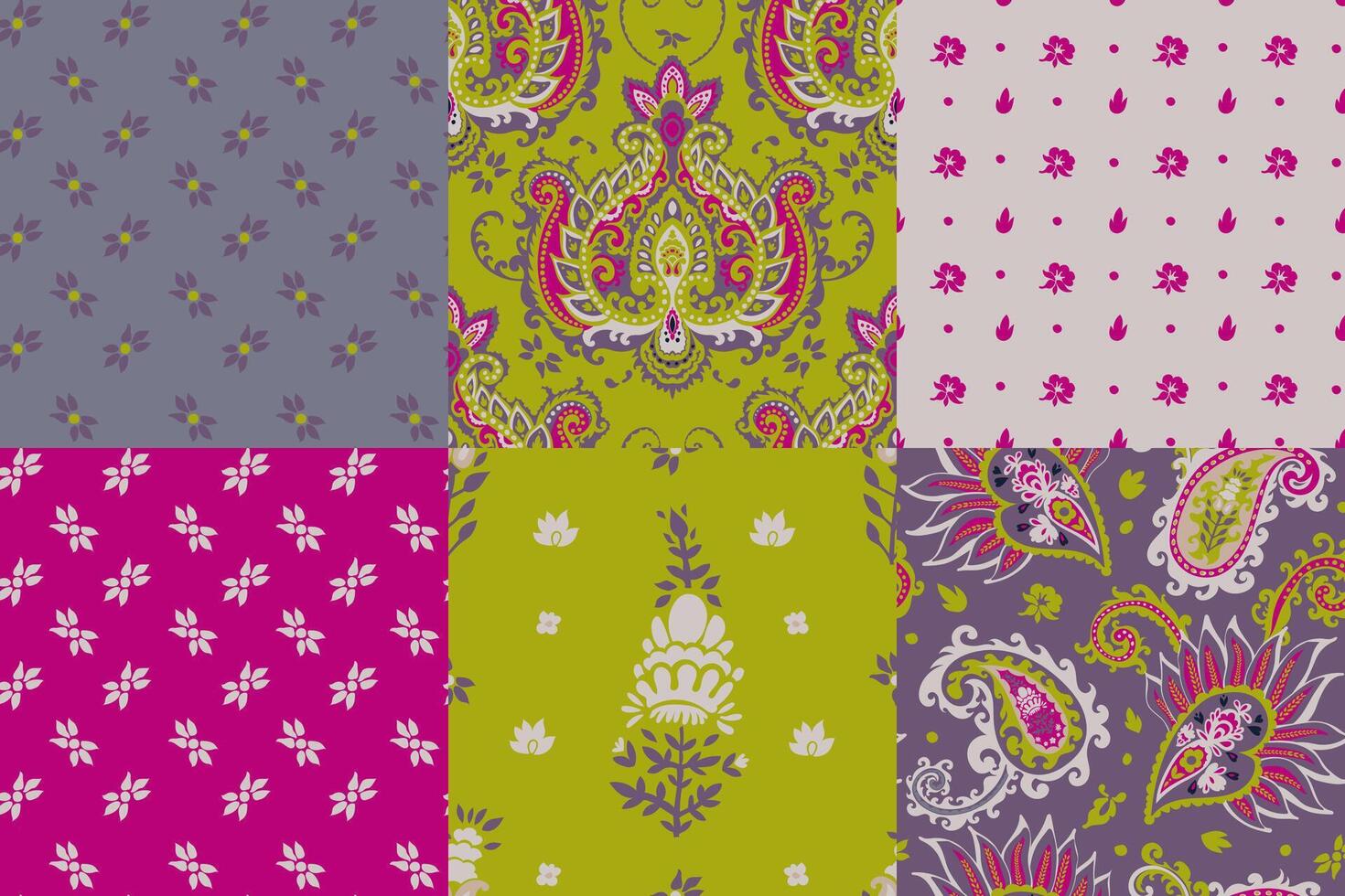 Paisley set of pattern collection vector