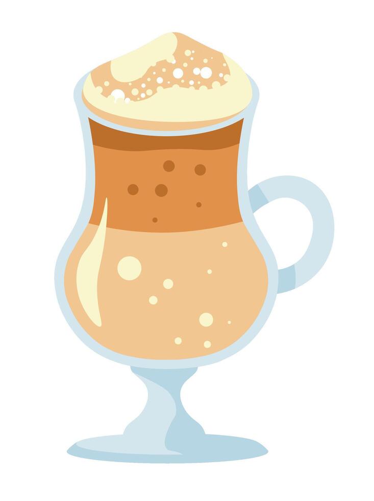 Frappe, cold and blended coffee beverage in glass vector