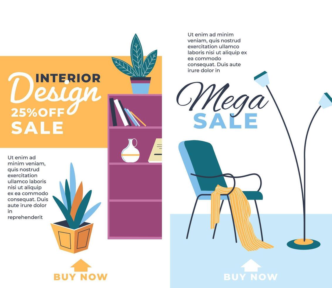 interior diseño mega venta, Internet aterrizaje página vector