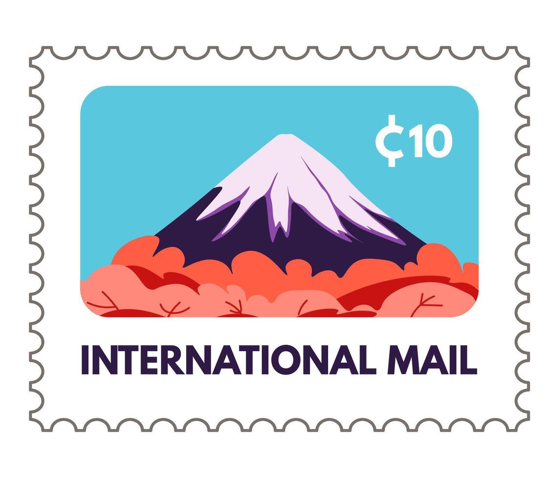 internacional correo, tarjeta postal con montaña fuji vector