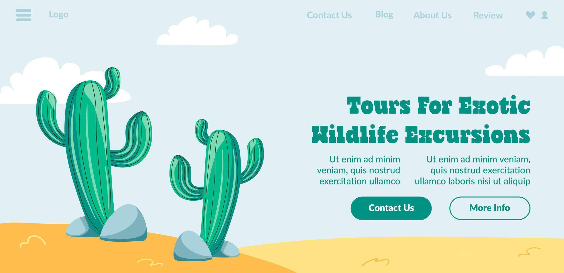 Tours for exotic wildlife excursions, website vector