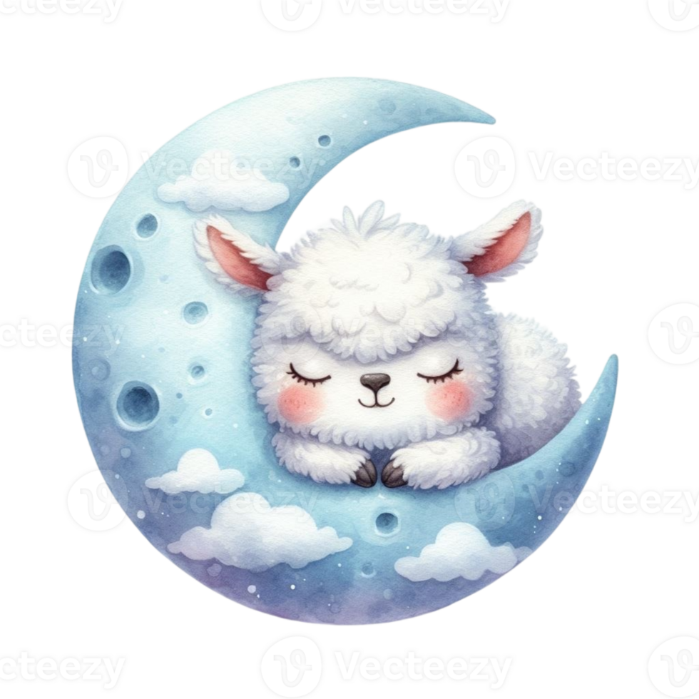 AI generated cute little donkey sleeping on the moon png