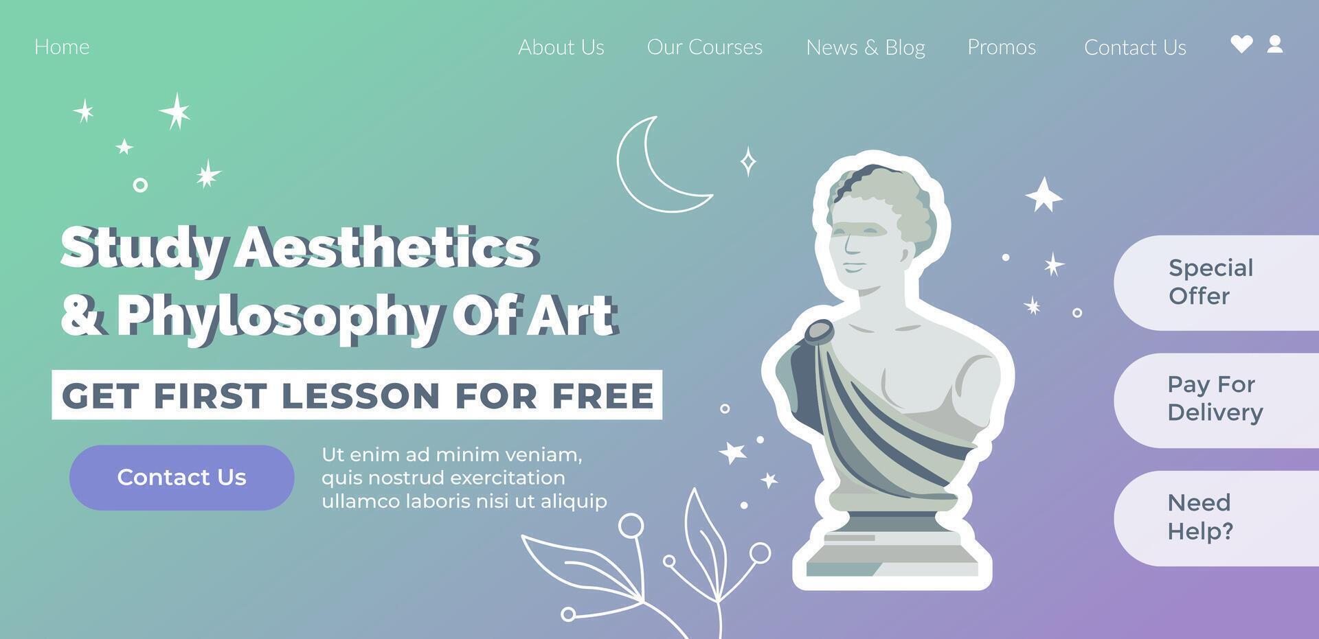 Study aesthetics and philosophy of art, website vector