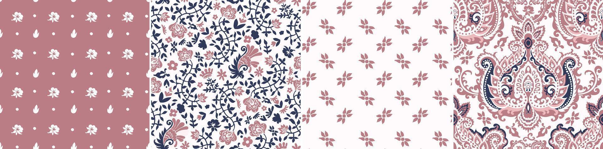Collection of Damask floral motifs vector