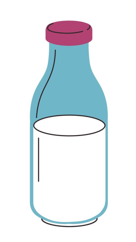 Milk in bottle, dairy product rich in calcium vector