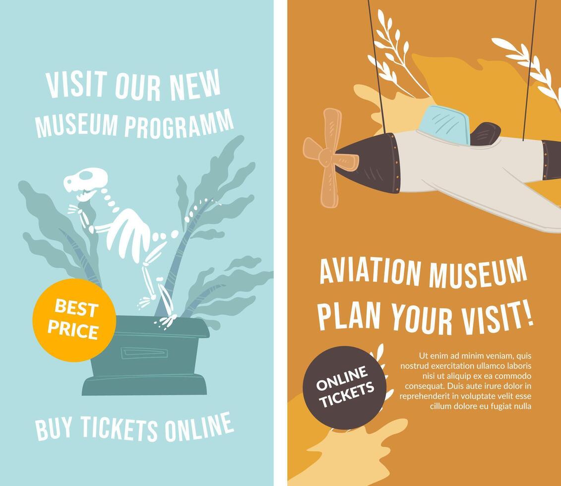 nuevo aviación y paleontología museo programas vector