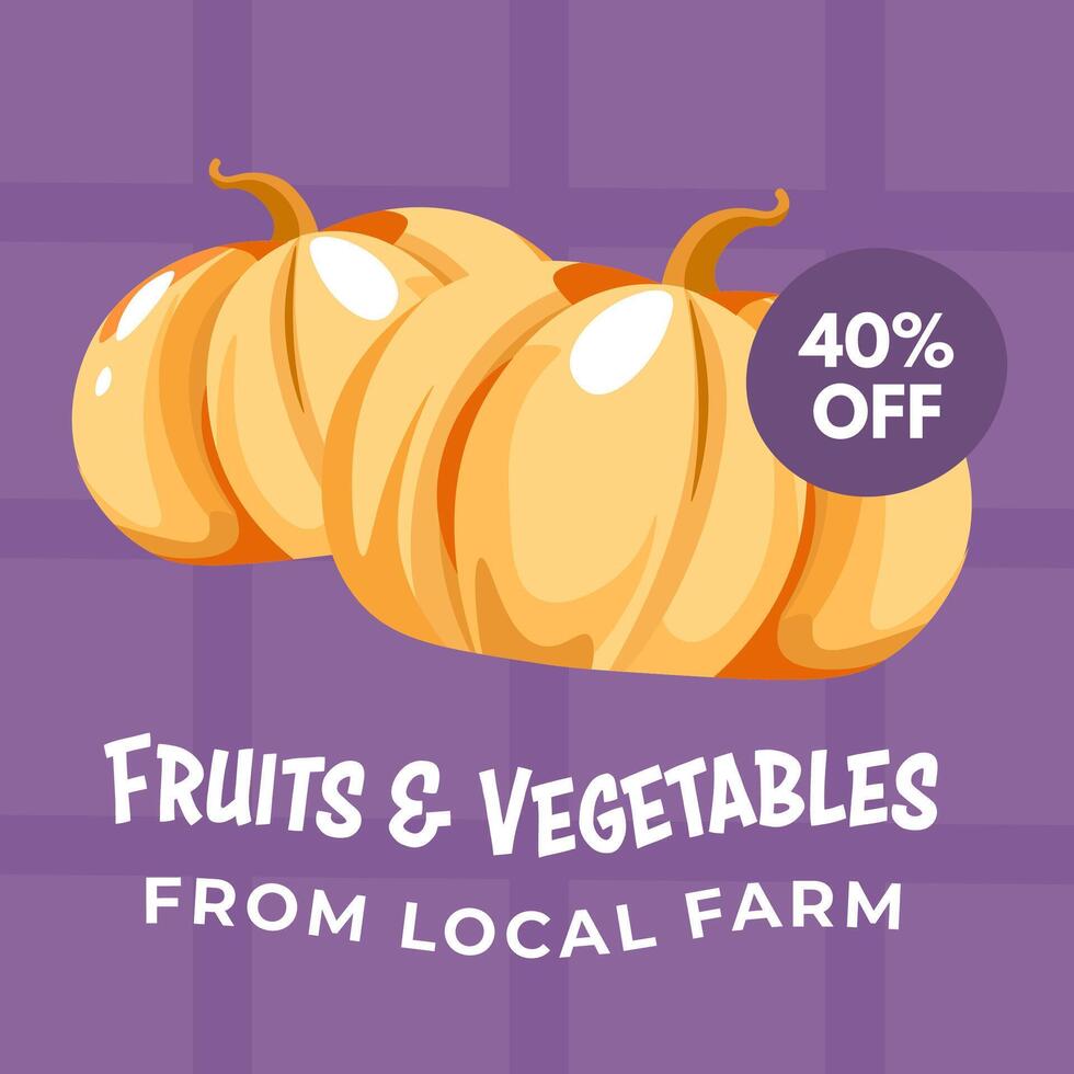 Fruits and vegetables from local farms on sale vector