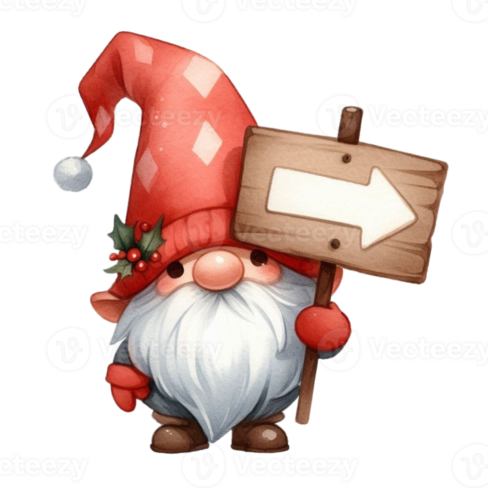 AI generated Gnome Cute holding an arrow sign png