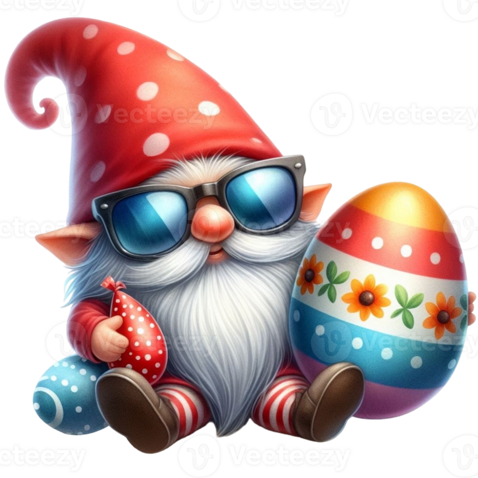 AI generated easter gnome holding an egg png