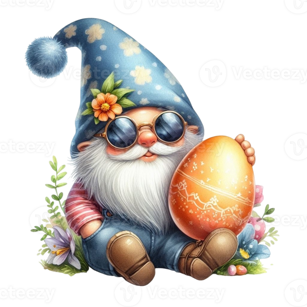 AI generated easter gnome holding an egg png