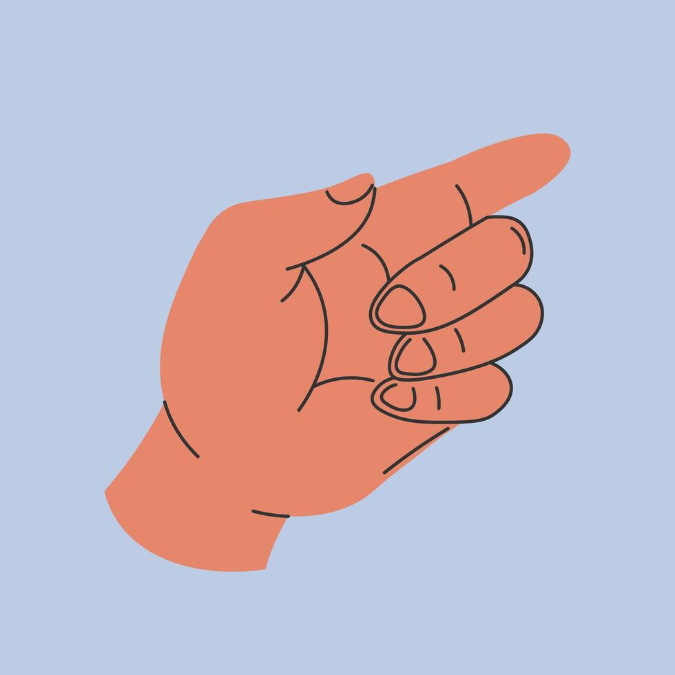 Hand with pointing finger, gesture showing sign vector