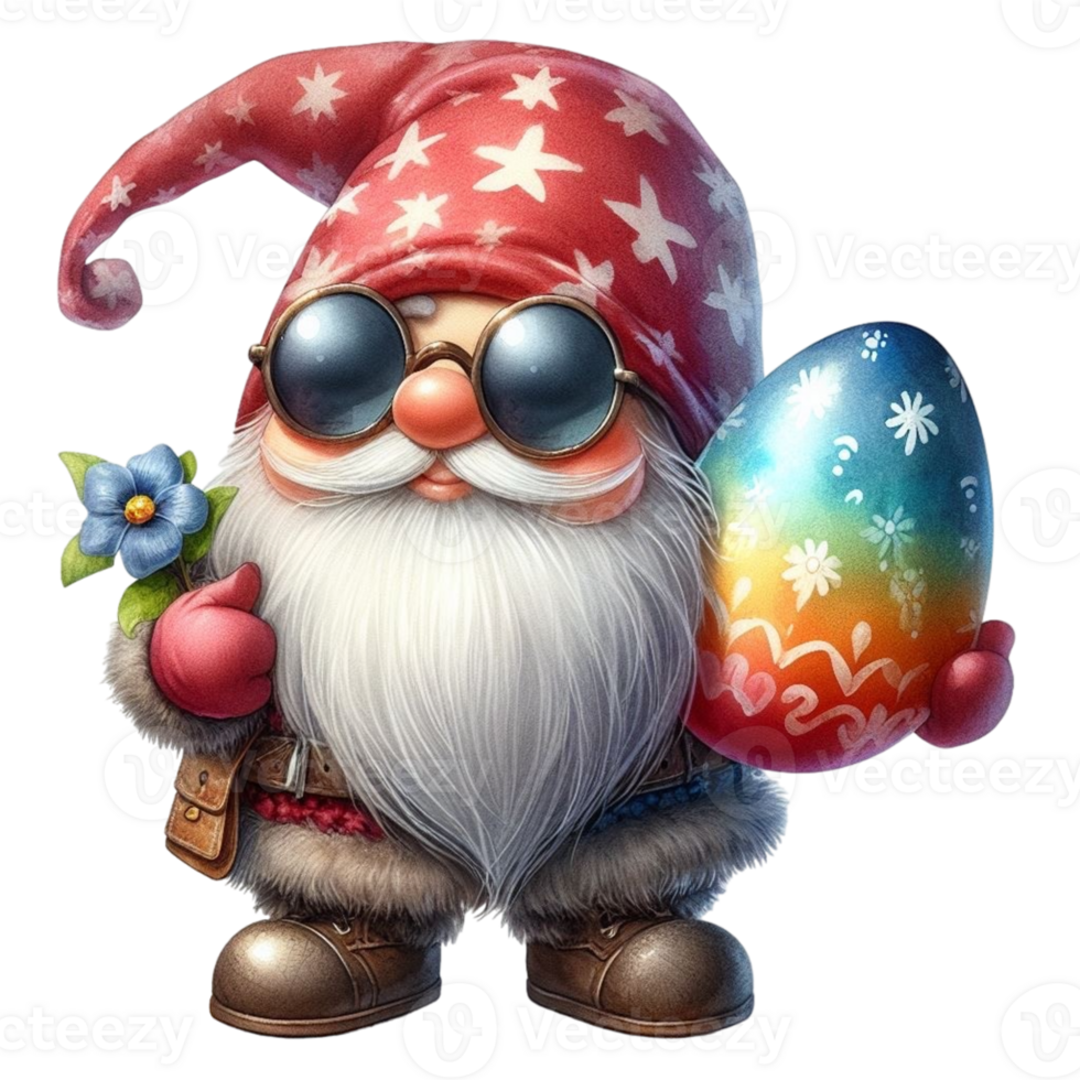 AI generated easter gnome holding an egg png