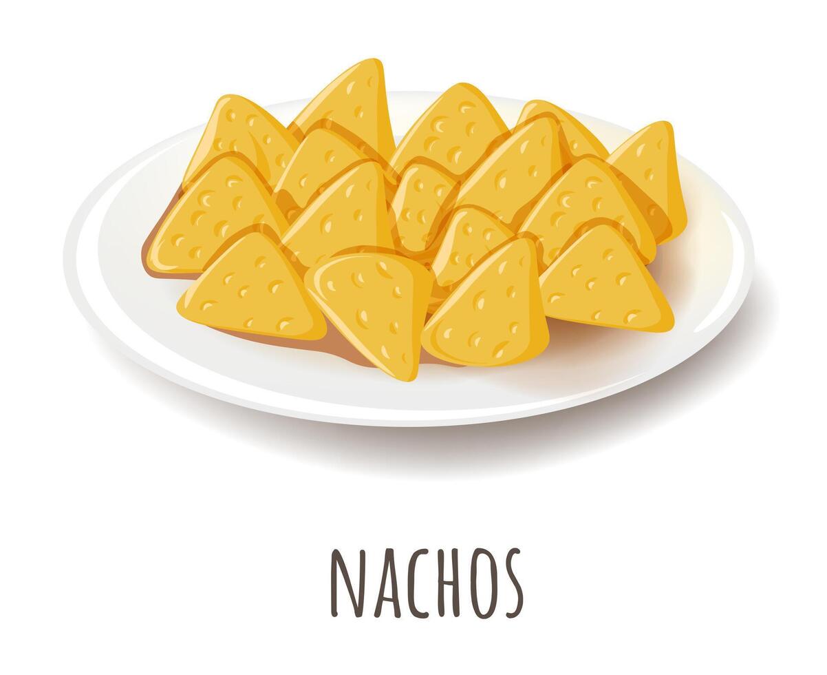 nachos, sabroso y popular mexicano tortilla vector