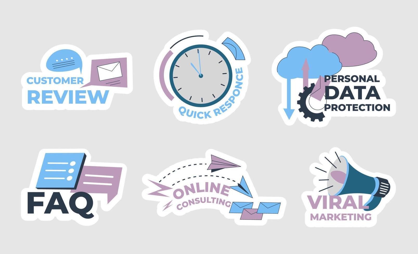 Label design set for online customer service vector