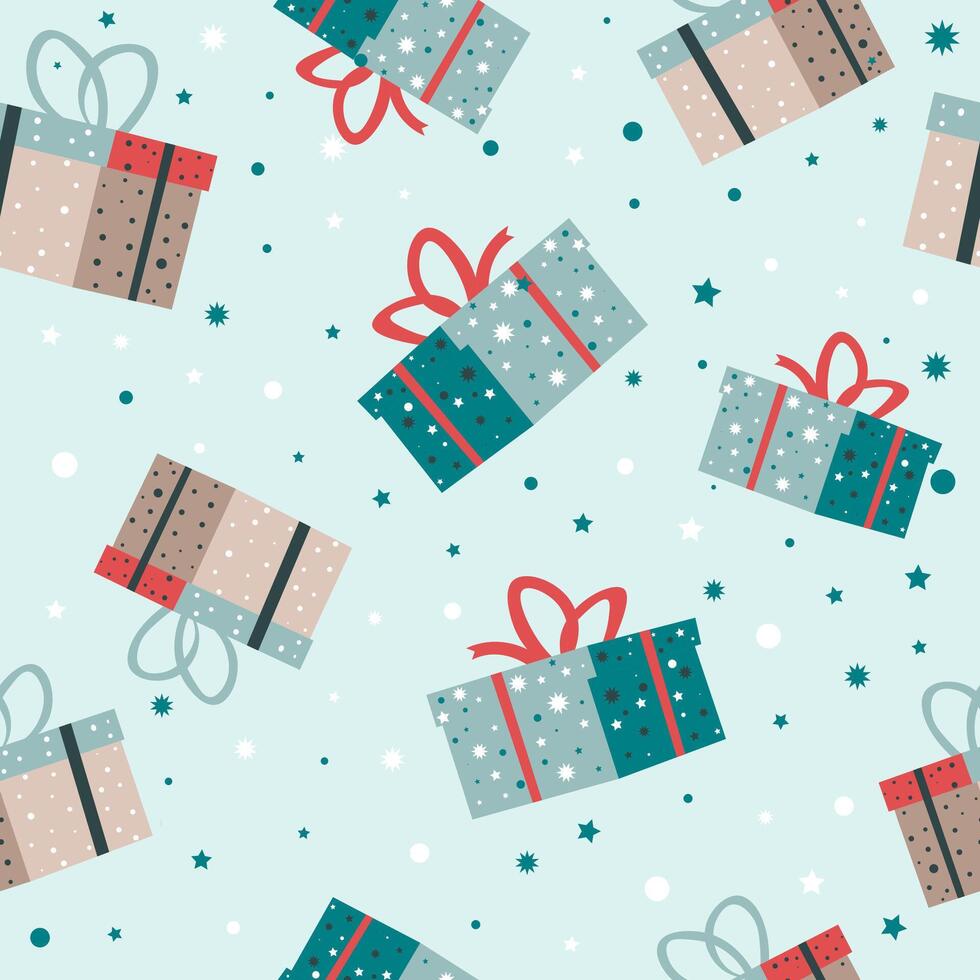 Christmas holiday presents and gifts pattern print vector