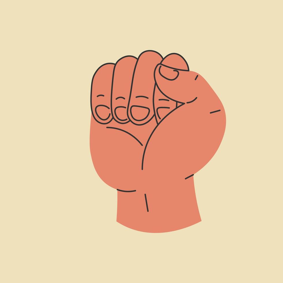 Clenched fist gesture symbol, rising up signs vector