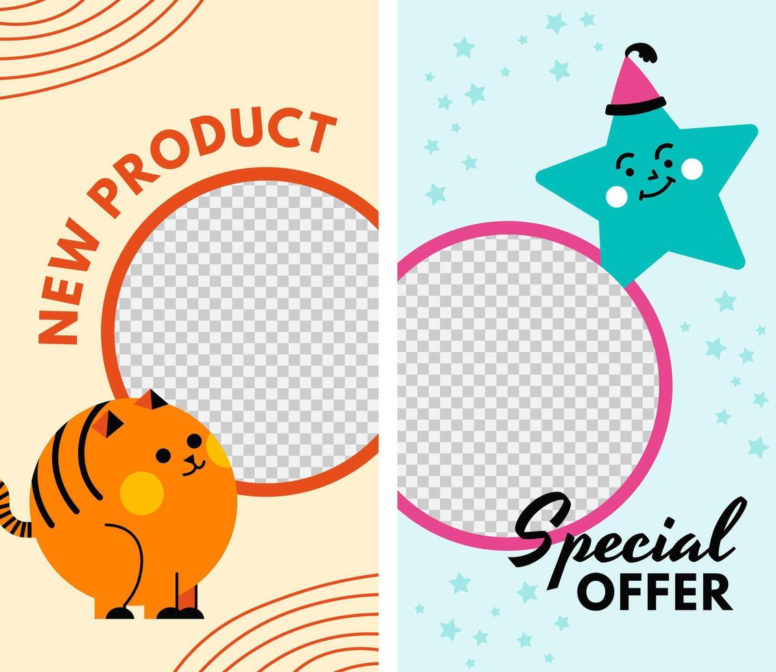 New products and special price, promo banners vector