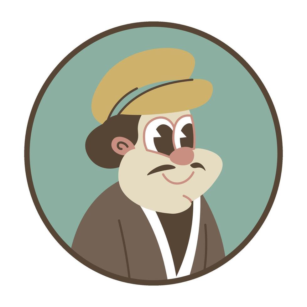 Personage avatar, icon of man wearing hat vector