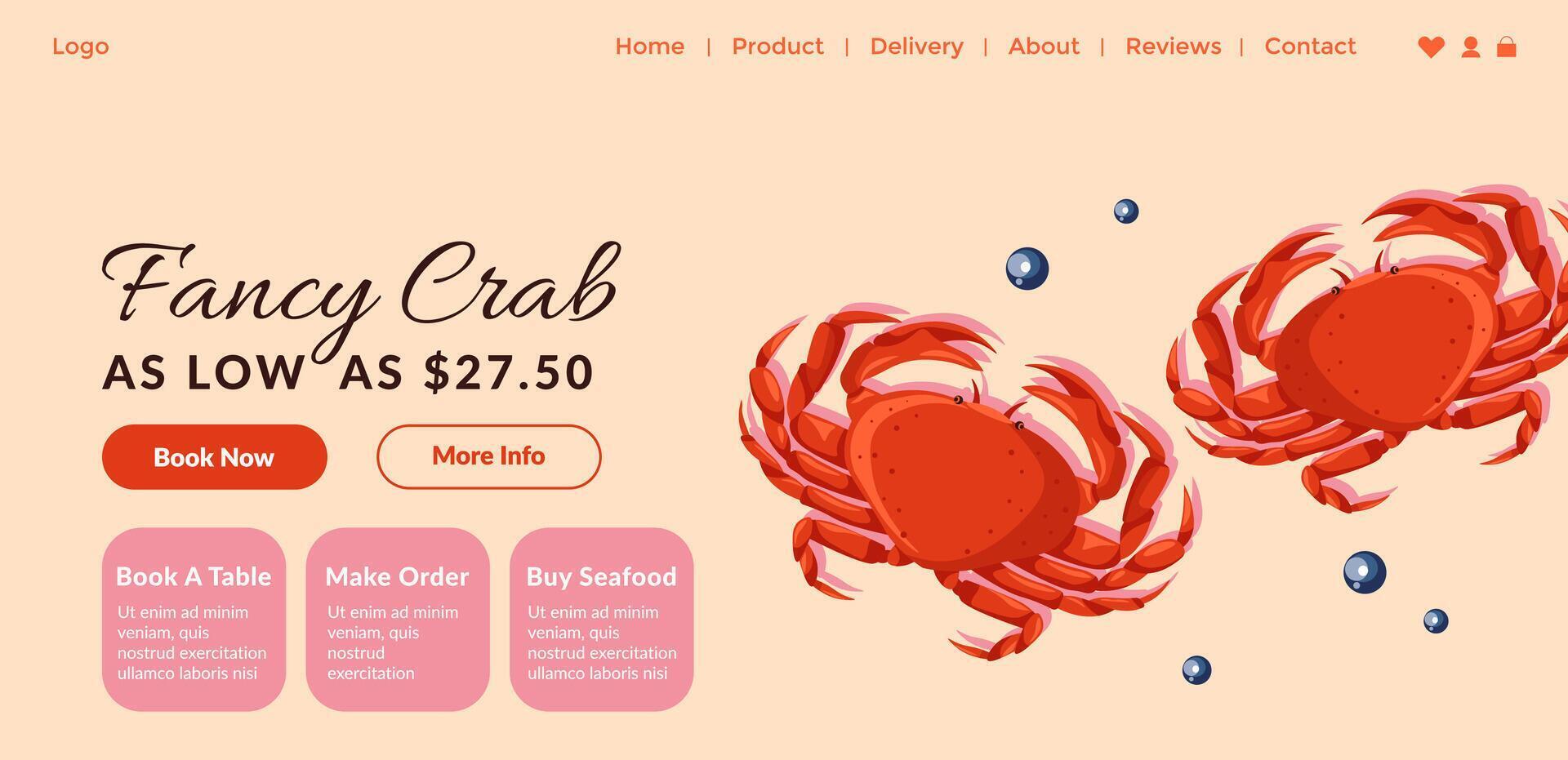 Fancy crab at low price, buy seafood in store vector