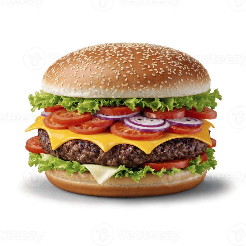 AI generated Huge hamburger on transparent background png