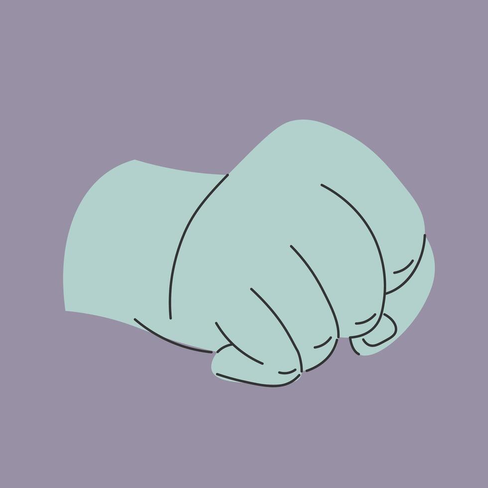 Hand clenched in fist, angry arm gesture symbol vector