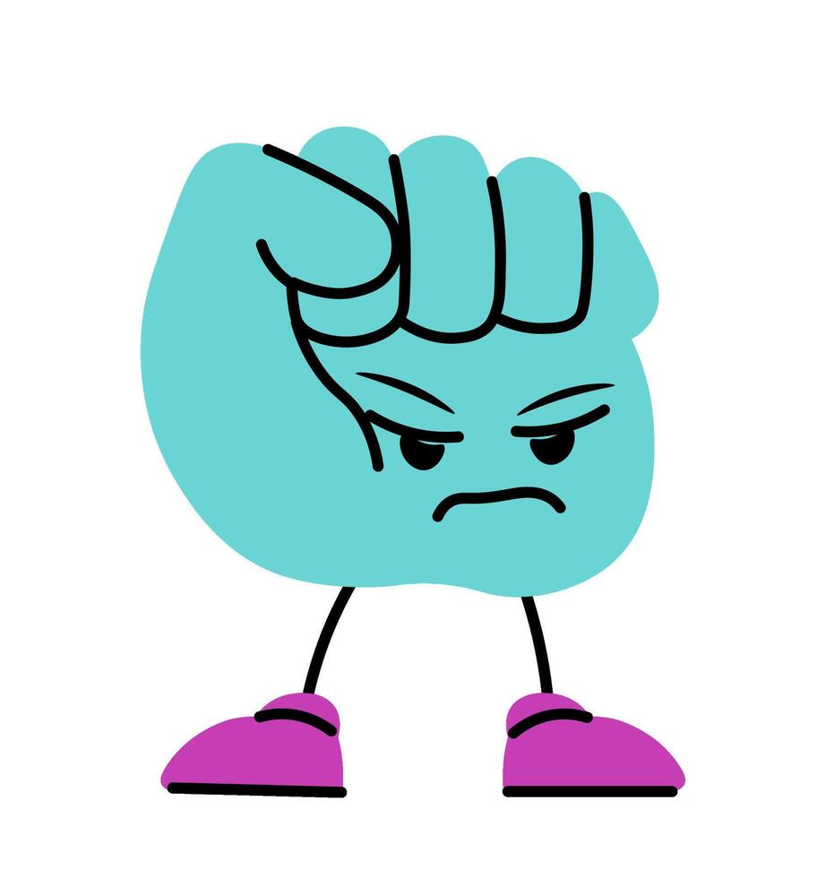 Angry and furious hand character, clenched fist vector