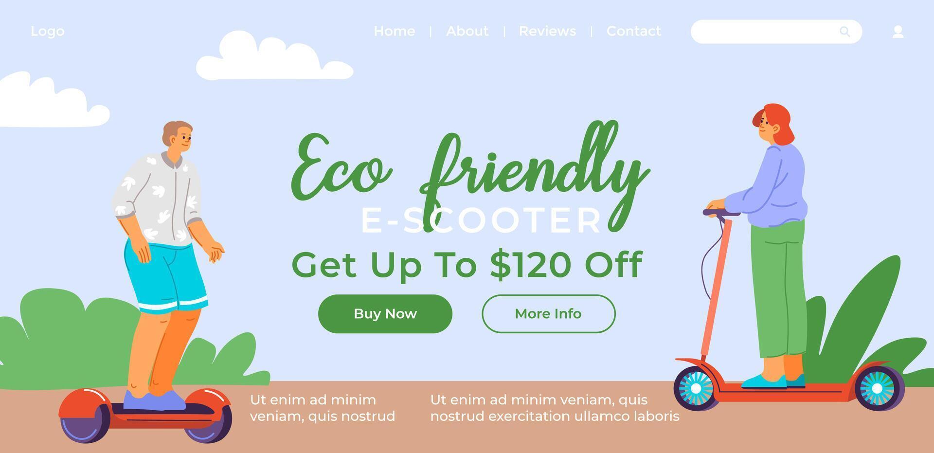 alquilar eco scooters, y obtener descuento sitio web página vector