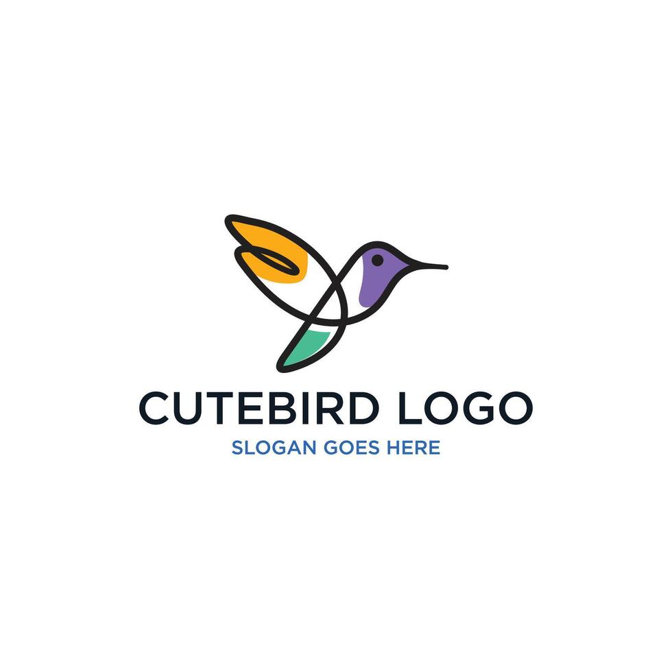 vector línea Arte de resumen vistoso colibrí, colibri pared Arte diseño, mínimo pájaro línea logo icono ilustración aislado en blanco antecedentes