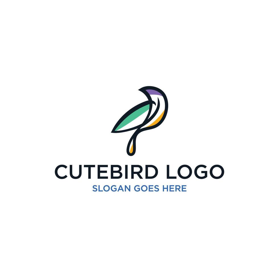 vector línea Arte de resumen vistoso colibrí, colibri pared Arte diseño, mínimo pájaro línea logo icono ilustración aislado en blanco antecedentes