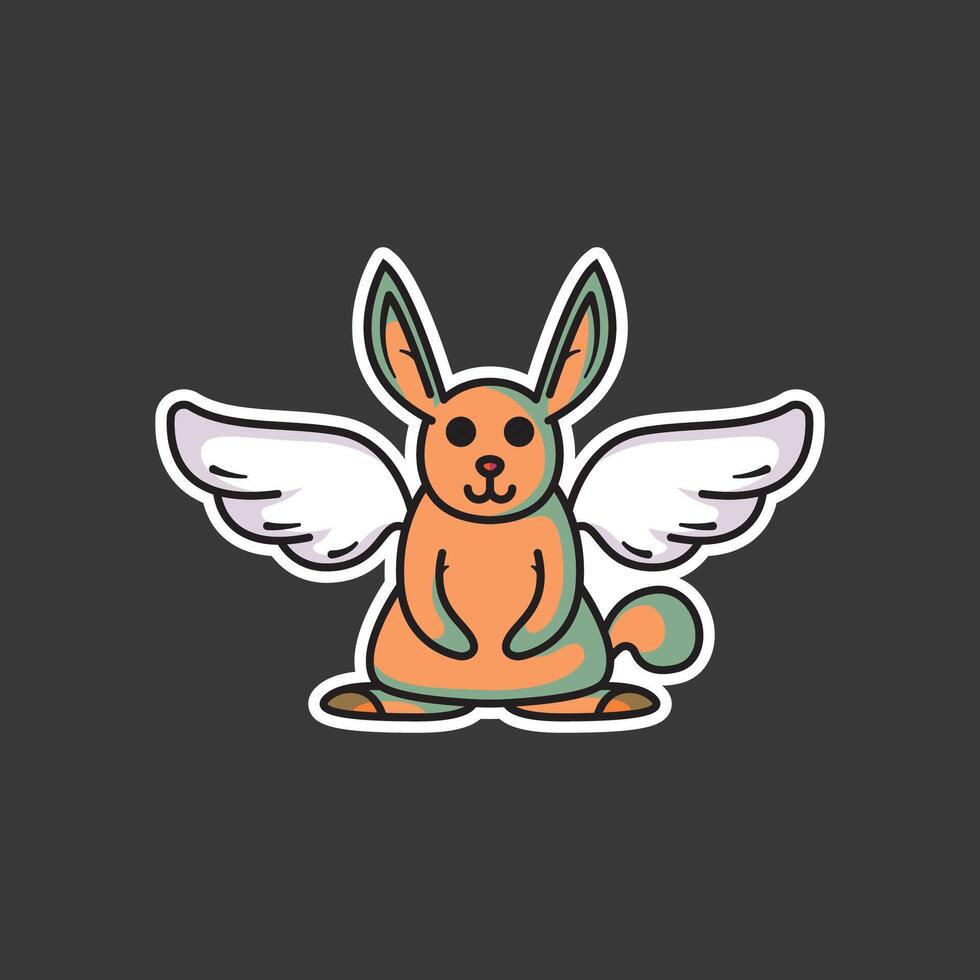 Cute rabbit with wings sticker vector