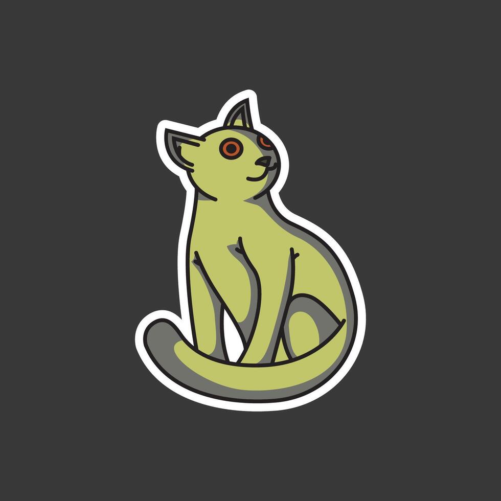 Cute cat sticker sitting vector