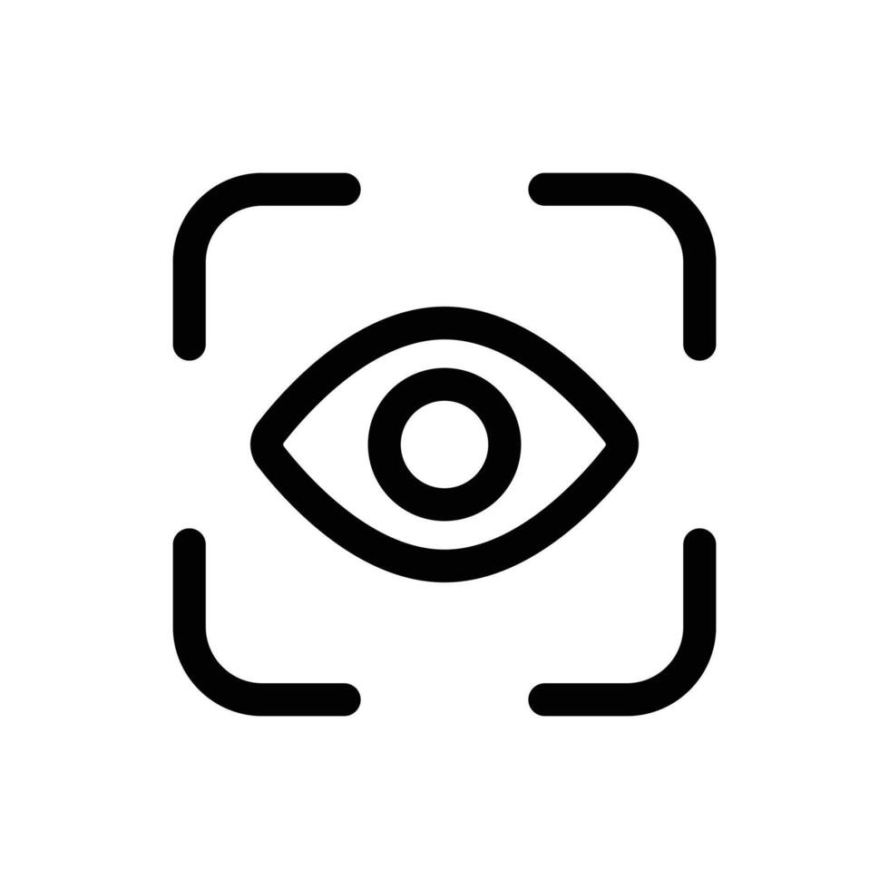 ojo escanear icono en de moda contorno estilo aislado en blanco antecedentes. ojo escanear silueta símbolo para tu sitio web diseño, logo, aplicación, ui vector ilustración, eps10.