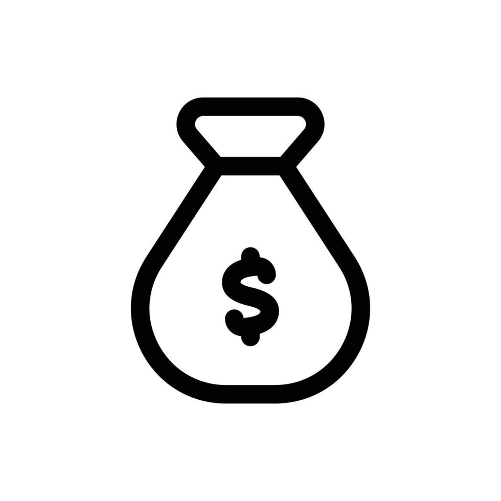 dinero bolso icono en de moda contorno estilo aislado en blanco antecedentes. dinero bolso silueta símbolo para tu sitio web diseño, logo, aplicación, ui vector ilustración, eps10.